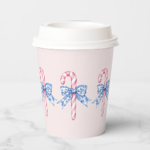 Grandmillennial Pink Candy Canons mit blauen Bows Pappbecher
