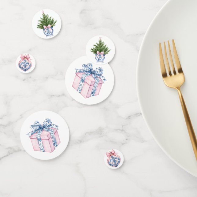 Grandmillennial Pink und Blue Damask Konfetti (Gruppe)