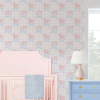 Grandmillennial Preppy floral Bogen Rosa Gingham