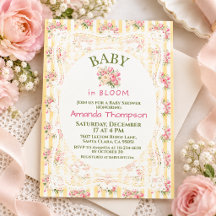 Grandmillennial Rosa Blumenstickerei Baby-Party