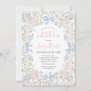 Grandmillennial Rosa und Blaue Babyparty-Einladung Einladung