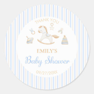 Grandmillennial Schaukelpferd Baby Boy Babyparty  Runder Aufkleber