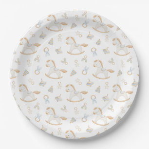 Grandmillennial Schaukelpferd-Baby-Party Pappteller