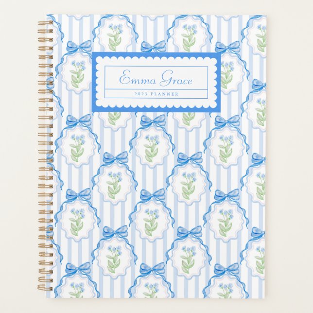 Grandmillennial Trellis Bows Planner Planer (Vorderseite)
