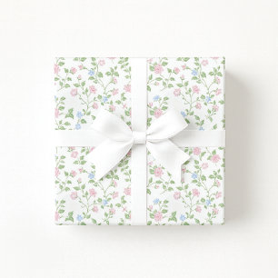Grandmillennial Vintage-Pastell-Blumenverpackung Geschenkpapier
