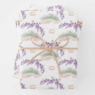 Grandmillennial Wisteria Babyparty Geschenkpapier Set