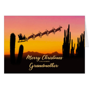 Grandmother Christmas Santa Over Desert