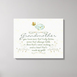 Grandmother Poem with Birds Leinwanddruck