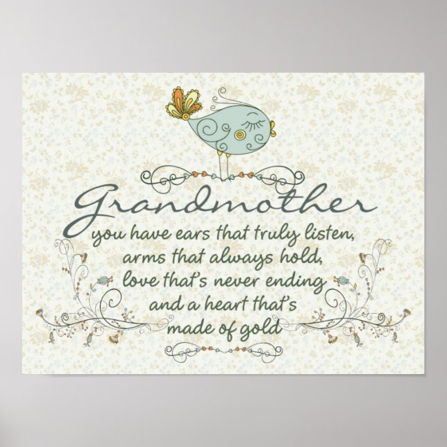 Grandmother Poem with Birds Poster (Vorne)