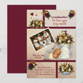 Grandmother We Love You Photo Fall Floral | Text   Karte