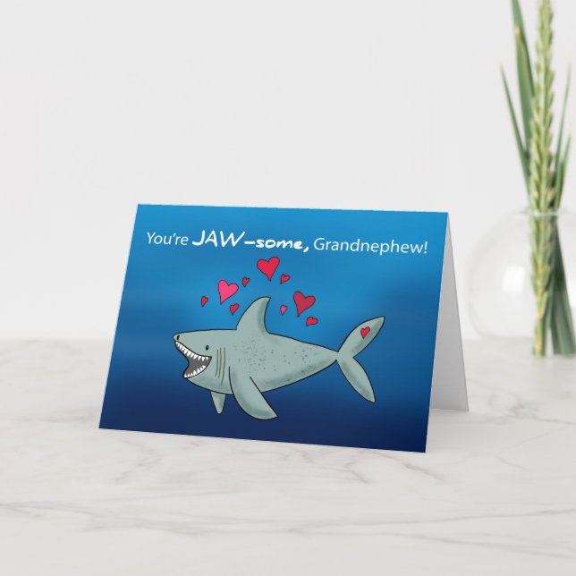 Grandneffe Valentinstag Hai mit Herz Karte (Vorderseite)
