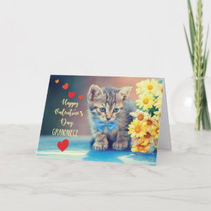 Grandniece Liebe Valentine Kitten w/Yellow Daisies Karte