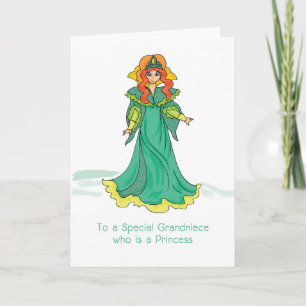 Grandniece Princess Birthday Green Funkelnd Look Karte