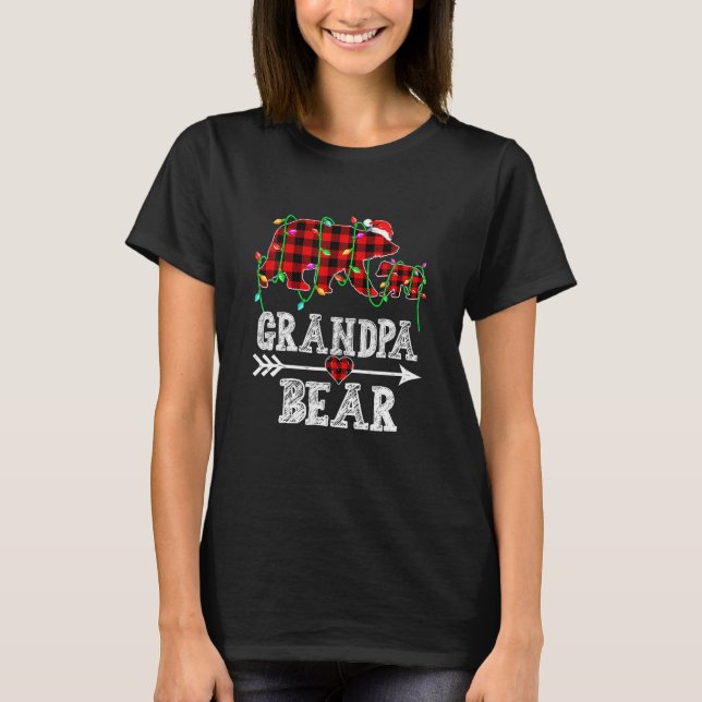 Grandpa Bear Christmas Pajama Red Pläd Buffalo T-Shirt (Vorderseite)