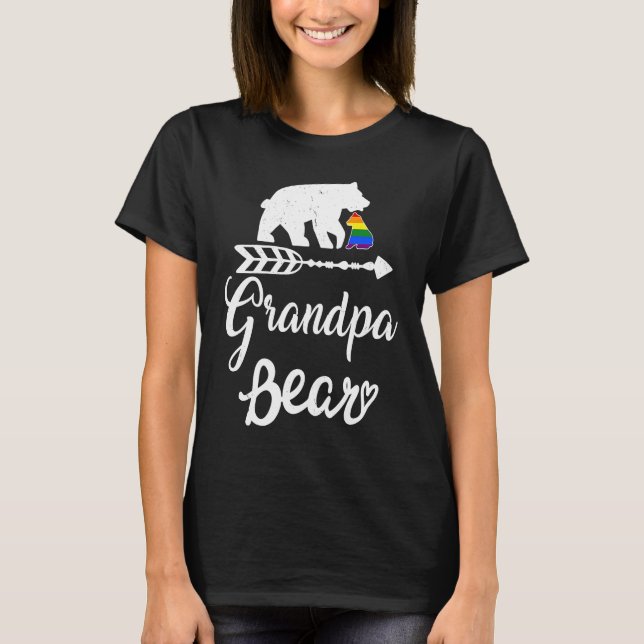 Grandpa Bear LGBT Christmas Rainbow Pride Gay Lesb T-Shirt (Vorderseite)