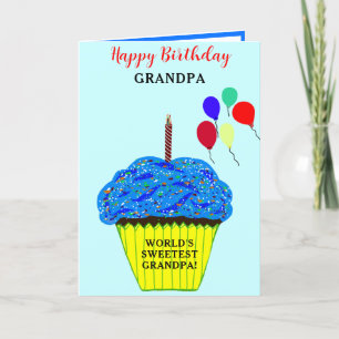 Grandpa Birthday Blue Cupcake FOTO Karte