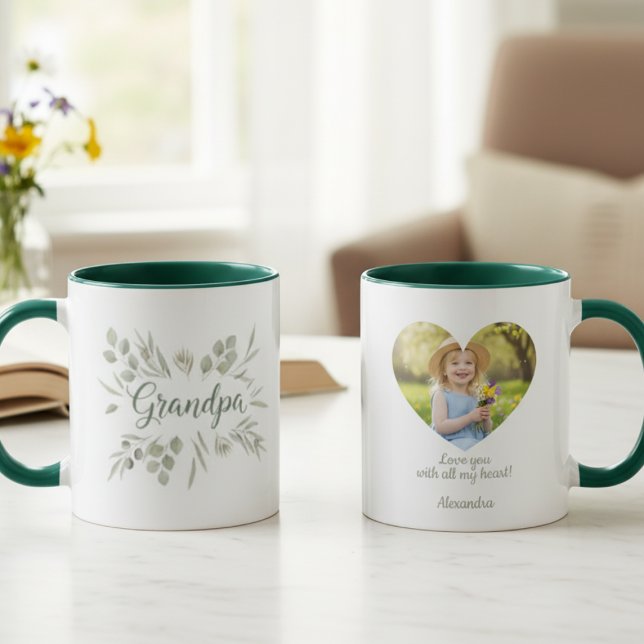 Grandpa Botanical Photo Tasse (Botanical Grandpa photo mug)