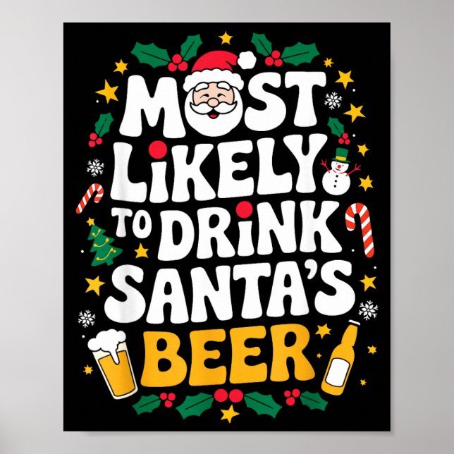Grandpa Christmas Men Dad Most Likely To Drink San Poster (Vorne)