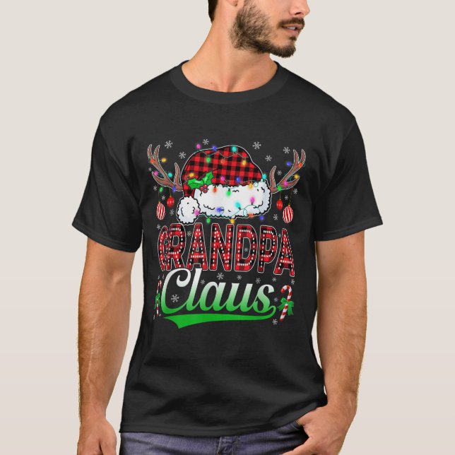 Grandpa Claus Christmas Lights Matching Family Xma T-Shirt (Vorderseite)