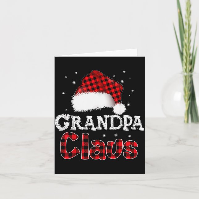 Grandpa Claus Christmas Red Plaid Pajama Family Ma Karte (Vorderseite)