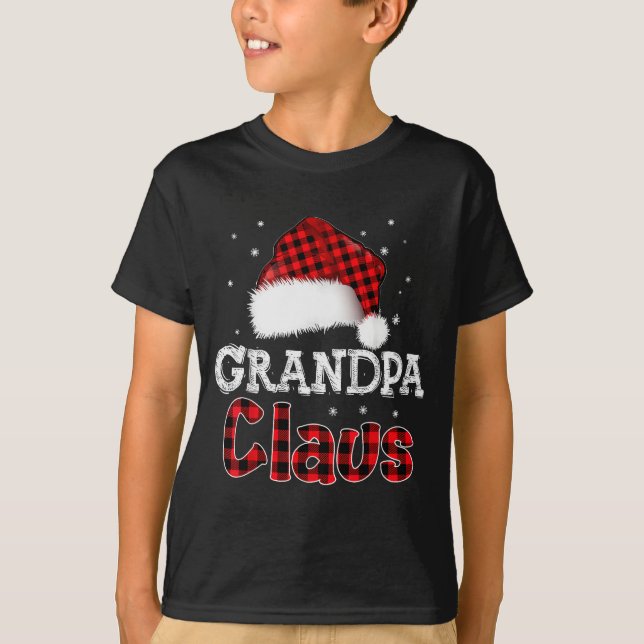 Grandpa Claus Christmas Red Plaid Pajama Family Ma T-Shirt (Vorderseite)