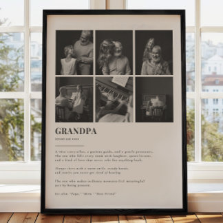Grandpa Definition Custom 6 Photo Collage Poster