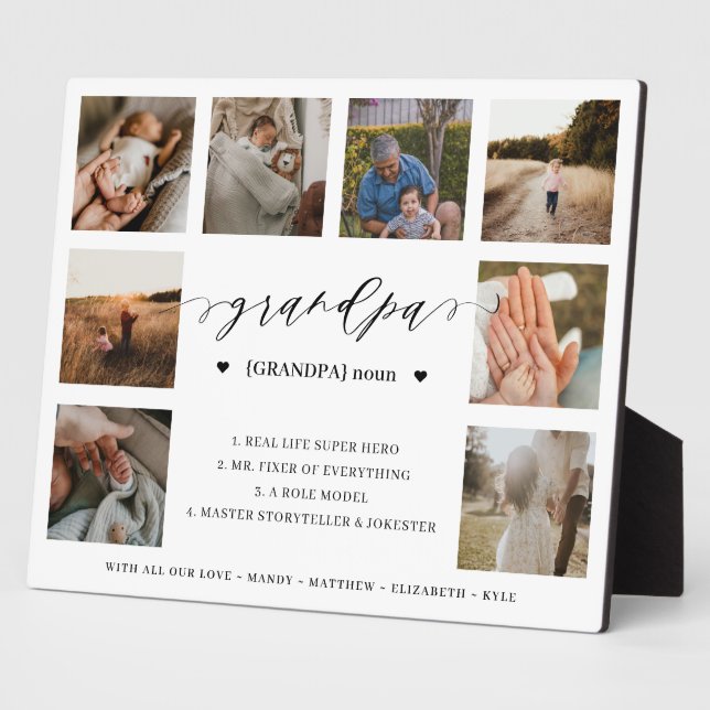 Grandpa Definition Script Foto Collage Keepsake Fotoplatte (Seite)