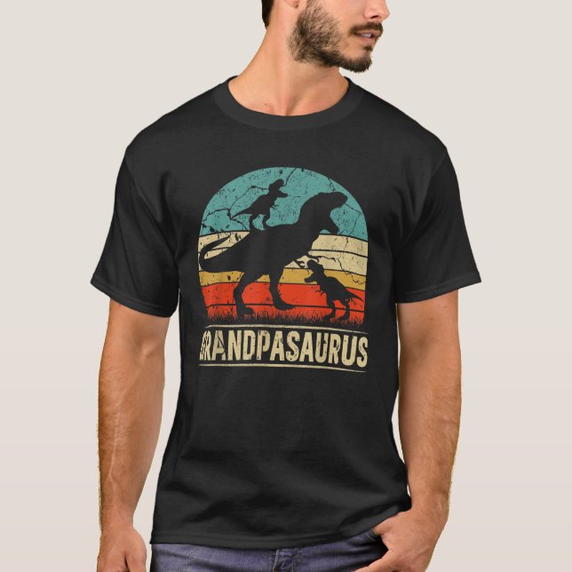 Grandpa Dinosaurier T Rex Grandpasaurus 2 Kinder F T-Shirt (Vorderseite)