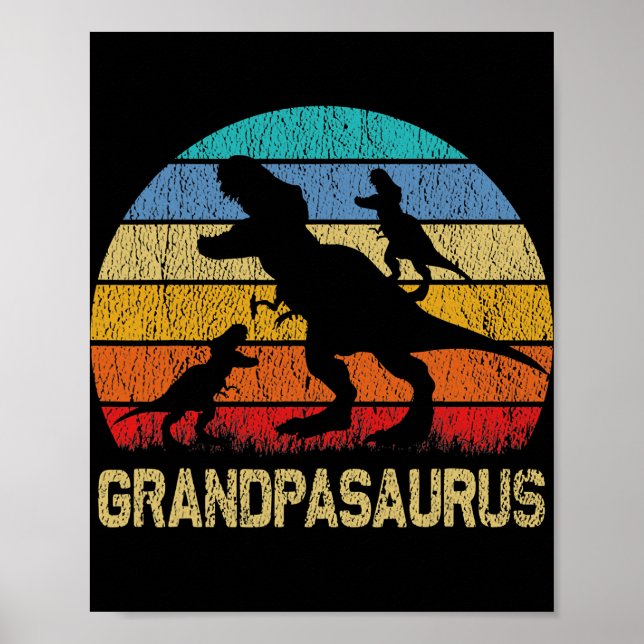 Grandpa Dinosaurier T Rex Grandpasaurus 2 Kinder Poster (Vorne)