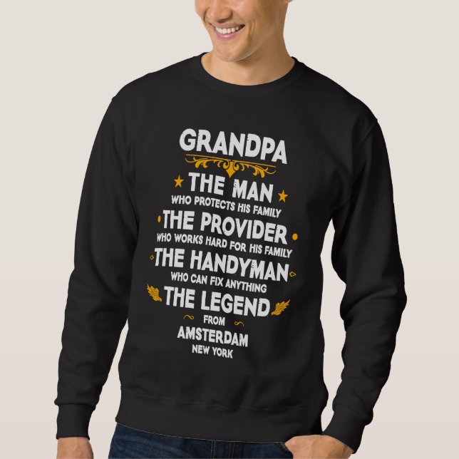 Grandpa family Quote USA City Amsterdam New York Sweatshirt (Vorderseite)