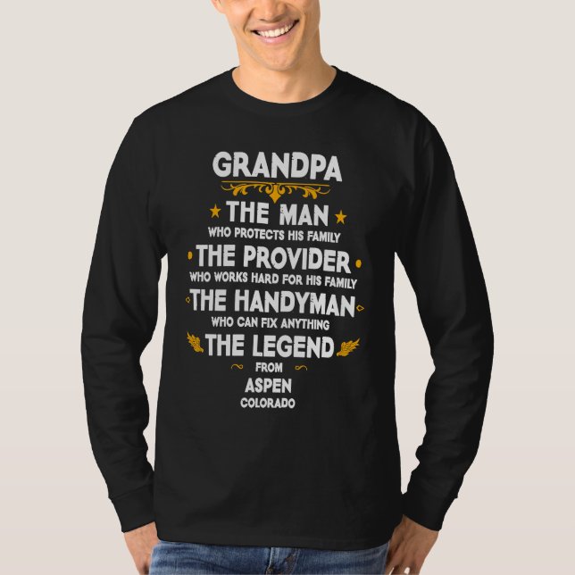 Grandpa family Quote USA City Aspen Colorado T-Shirt (Vorderseite)