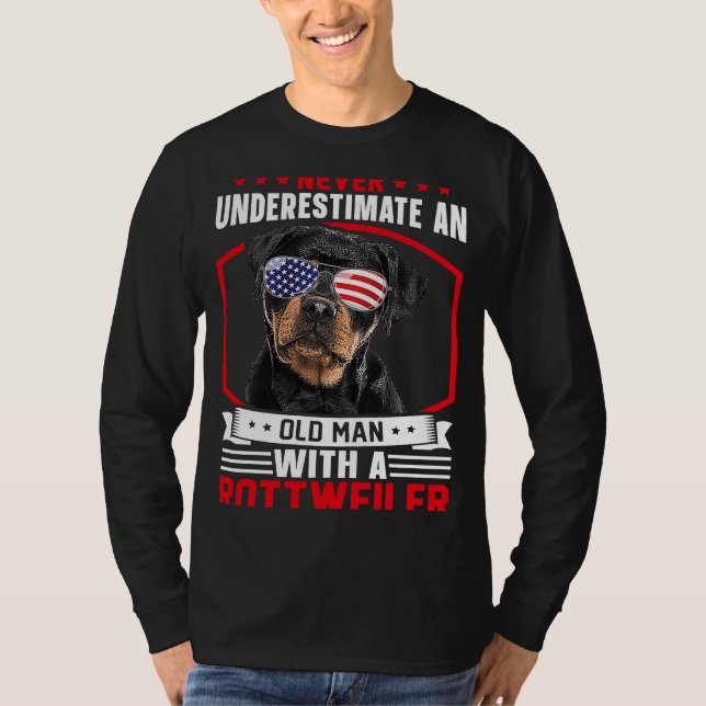 Grandpa Father Dog  Never Underestimate Old man Ro T-Shirt (Vorderseite)