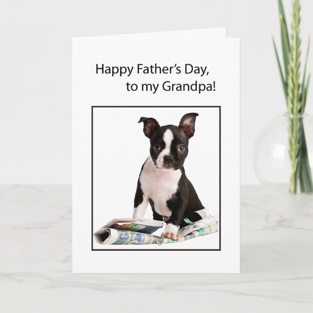 Grandpa Father's Day Funny Dog Newspaper Karte (Vorderseite)
