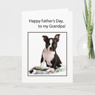 Grandpa Father's Day Funny Dog Newspaper Karte