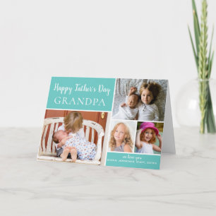 Grandpa Foto Collage Aqua Card zum Geburtstag eine Karte