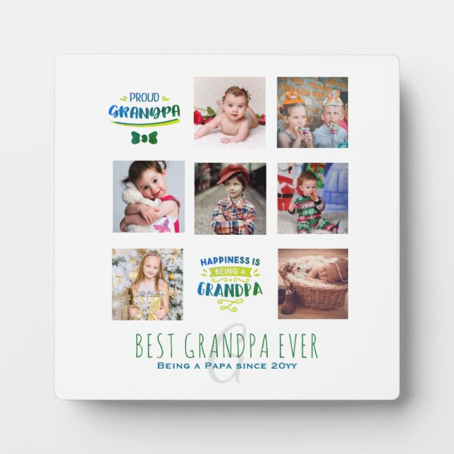 GRANDPA FOTO COLLAGE GIFT Proud Papa Pops Grampen Fotoplatte (Vorderseite)