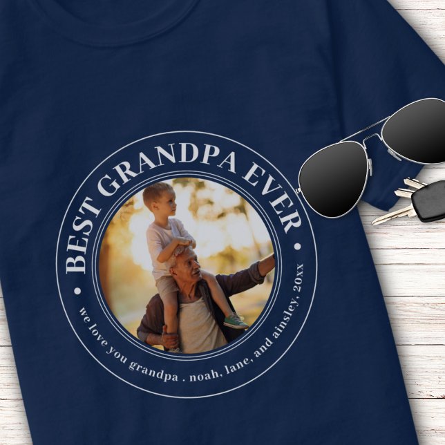 Grandpa Geschenk Liebe Papa Bestes Foto T-Shirt (Von Creator hochgeladen)