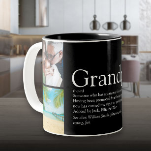 Grandpa Grandad Papa Definition 4 Photo Black Zweifarbige Tasse