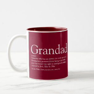 Grandpa Grandad Papa Definition Fun Burgundy Zweifarbige Tasse