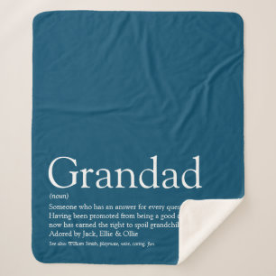 Grandpa Grandad Papa Modern Blue Fun Zitat Sherpadecke