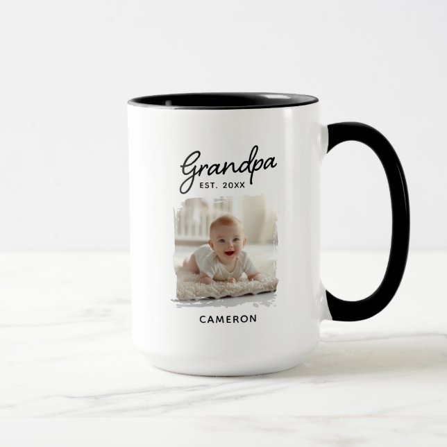 Grandpa Grandchild Foto Datum der Einrichtung Tasse (Rechts)
