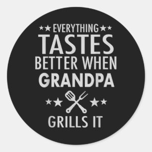 Grandpa Grills It - Funny Grandpa Barbecue Runder Aufkleber