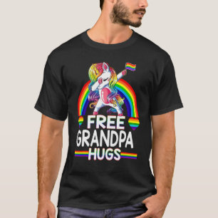 Grandpa Hugs Unicorn LGBT Pride Rainbow Fett T-Shirt