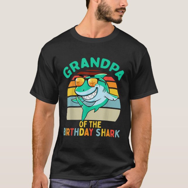 Grandpa Matching Family Shark Birthday  T-Shirt