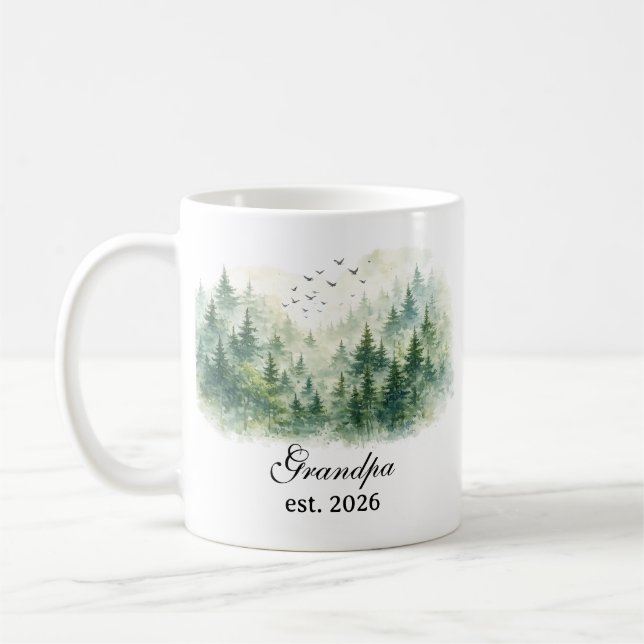 Grandpa Misty Forest Watercolor Kaffeetasse (Links)