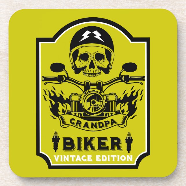 Grandpa Motorradfahrer Getränkeuntersetzer (Vorderseite)