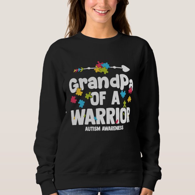 GrandPa of a Warriors Autism Family Puzzle Awarene Sweatshirt (Vorderseite)