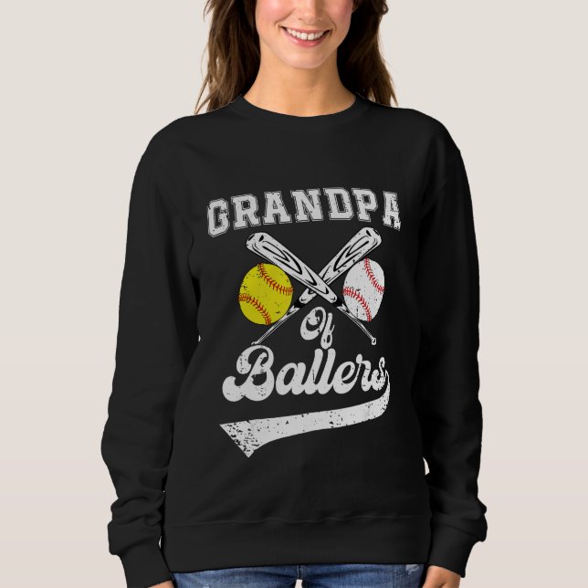 Grandpa Of Ballers Softball Baseball Player Father Sweatshirt (Vorderseite)