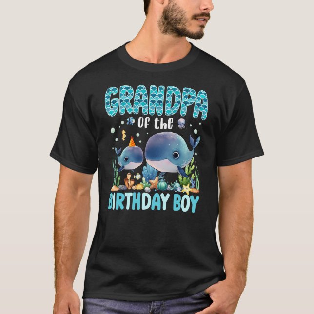 Grandpa Of The Birthday Boy Sea Fish Aquarium Sea  T-Shirt (Vorderseite)