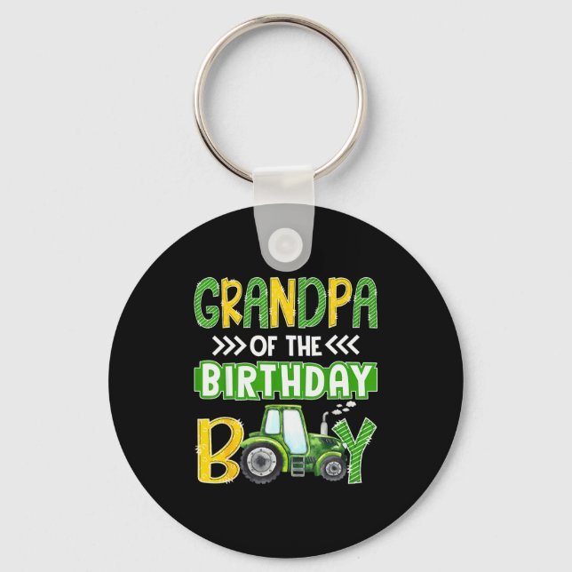 Grandpa Of The Birthday Boy Tractors Farm Trucks F Schlüsselanhänger (Vorderseite)